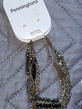 Penningtons Black and Gold Multi-Strand Bracelet